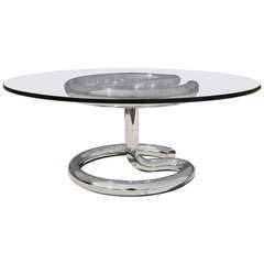 Glass and Chrome Anaconda Coffee Table by Paul Tuttle for Strässle 5
