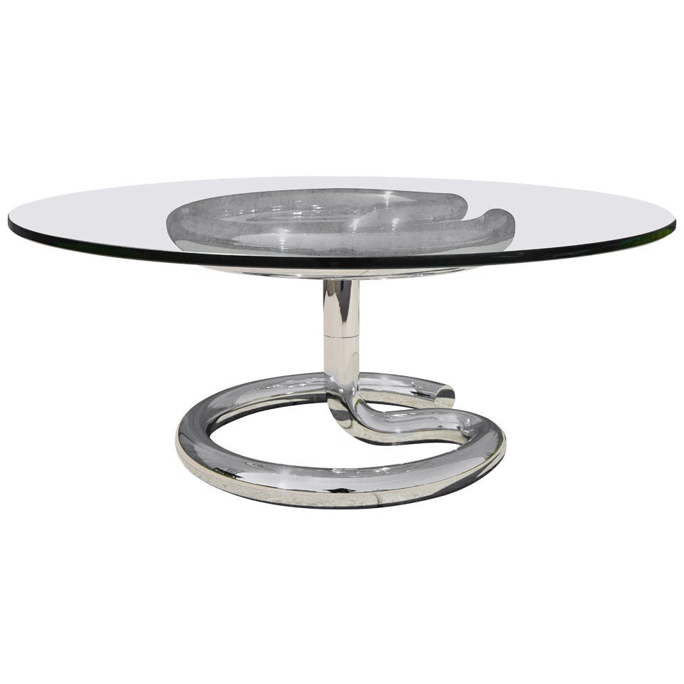 Glass and Chrome Anaconda Coffee Table by Paul Tuttle for Strässle