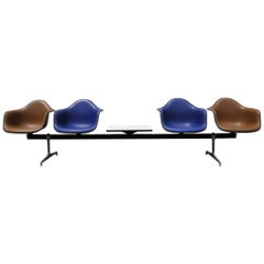 Tandem Four-Shell Seating with Table by Charles and Ray Eames for Herman Miller