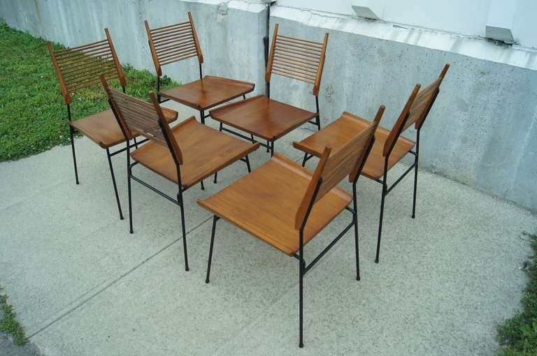 Set of Six Iron and Maple Dining Chairs by Paul McCobb for Winchendon 1