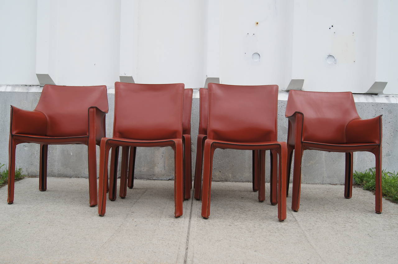 20th Century Set of Six CAB 412 and 413 Dining Chairs by Mario Bellini for Cassina