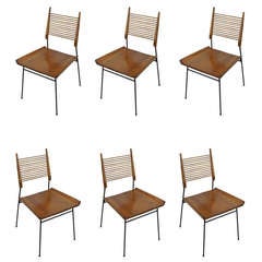 Set of Six Iron and Maple Dining Chairs by Paul McCobb for Winchendon