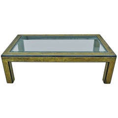 Acid-Etched Brass Coffee Table by Bernhard Rohne for Mastercraft