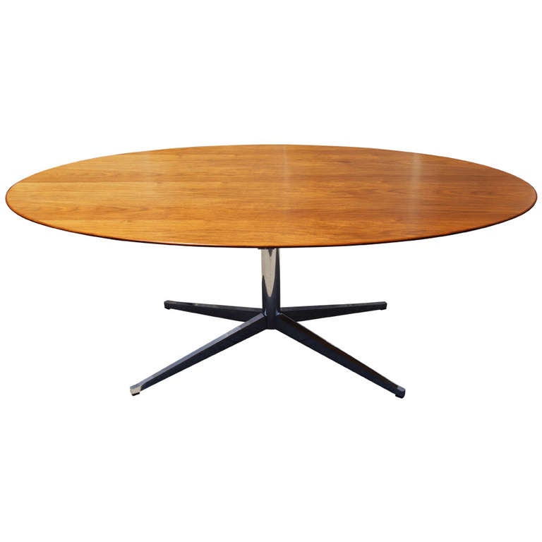 Walnut Oval Table Desk by Florence Knoll for Knoll at 1stdibs