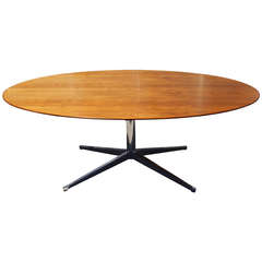 Walnut Oval Table Desk by Florence Knoll for Knoll