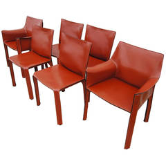 Set of Six CAB 412 and 413 Dining Chairs by Mario Bellini for Cassina