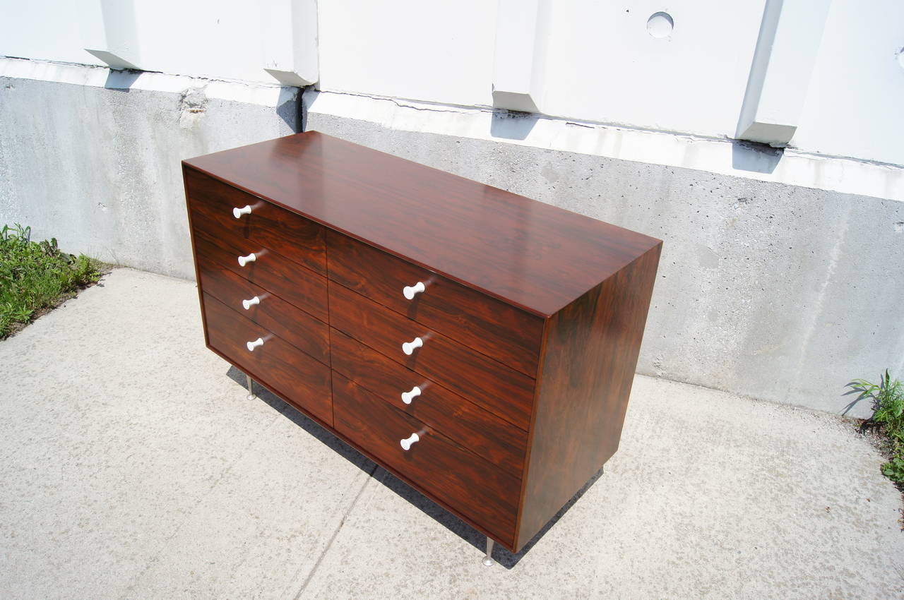 Aluminum Early Thin Edge Eight-Drawer Rosewood Dresser by George Nelson for Herman Miller