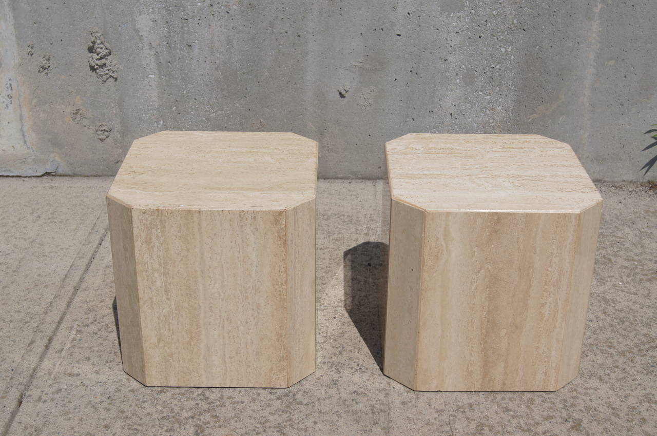 These small side tables feature beveled edges.