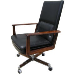 Rare Rosewood and Leather Office Desk Chair by Arne Vodder