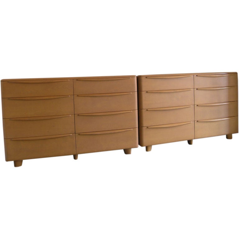 Pair of Champagne Encore Double Dressers by Heywood Wakefield