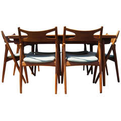Dining Table and Six Chairs by Hans Wegner