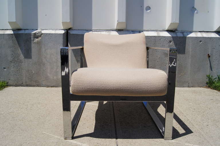 American Chrome-Framed Lounge Chair after Milo Baughman for Pace For Sale
