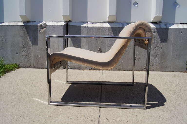 Modern Chrome-Framed Lounge Chair after Milo Baughman for Pace For Sale