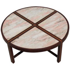 Inlaid Marble and Mahogany Coffee Table by Tommi Parzinger for Charak Modern