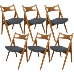 Set of Six Sawback Dining Chairs by Hans Wegner - CH-29