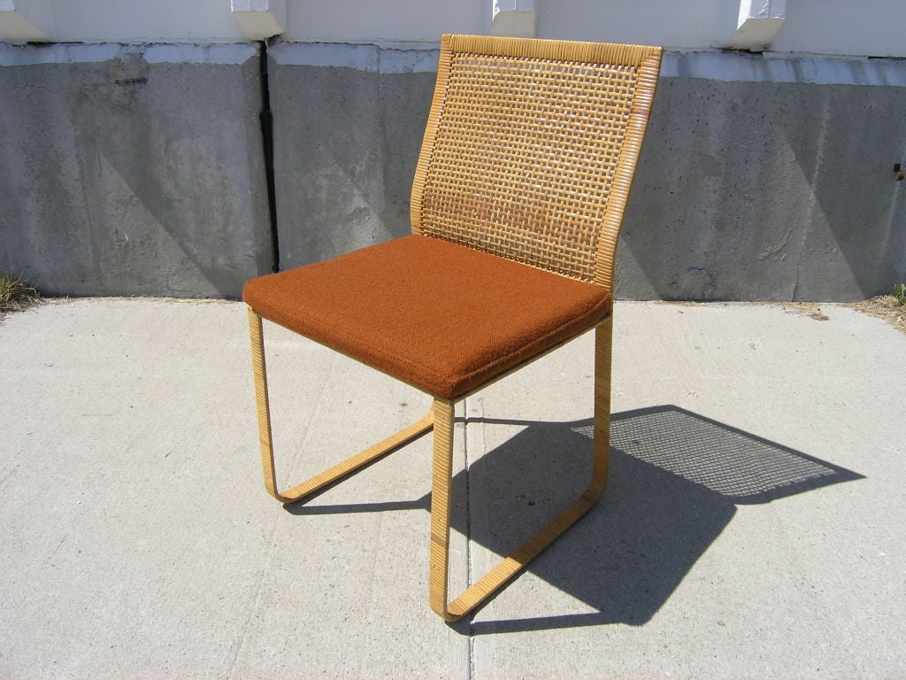 20th Century Set of Six Hand Woven Rattan Dining Chairs by Harvey Probber