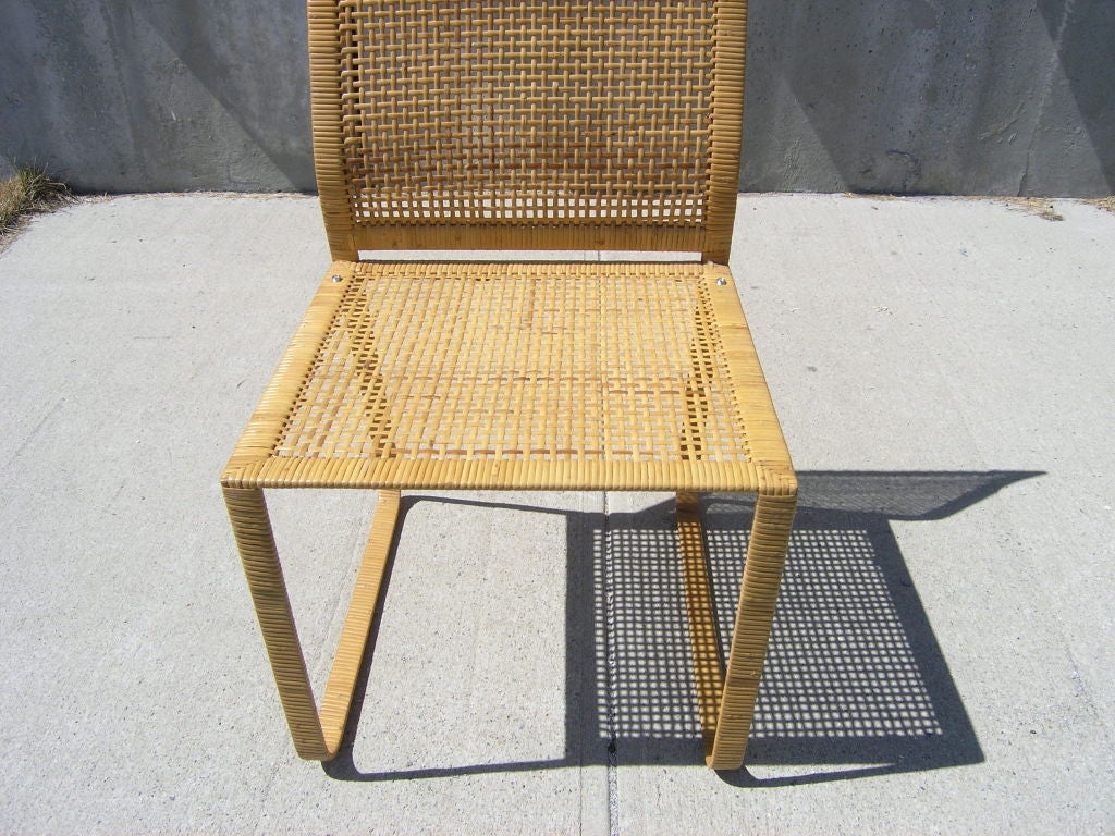 Set of Six Hand Woven Rattan Dining Chairs by Harvey Probber 3