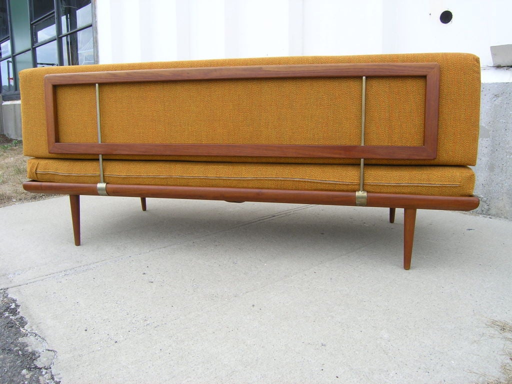 20th Century Teak and Vintage Textile Daybed by Hvidt & Olga Molgaard-Nielson