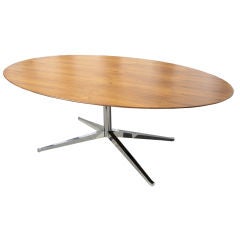 Walnut Oval Table Desk by Florence Knoll for Knoll