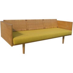 Vintage Oak and Rattan Daybed by Hans Wegner for Getama