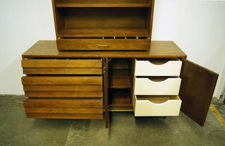 Mid-Century Modern Walnut Sideboard with Hutch by Merton Gershun for American of Martinsville