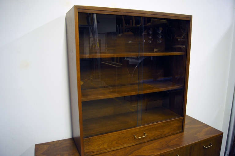 Walnut Sideboard with Hutch by Merton Gershun for American of Martinsville 2