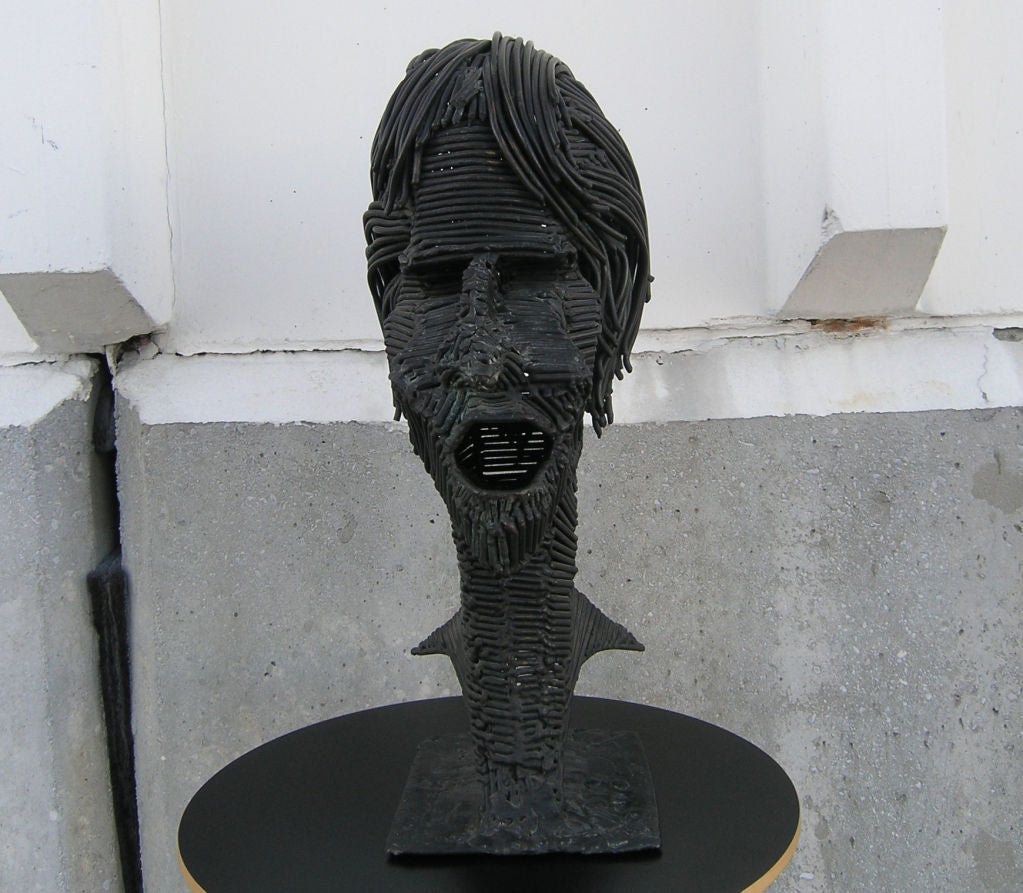 Brutalist Perez, Welded Bronze Bust, 1970s For Sale