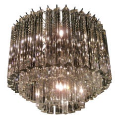 Three Tiered Crystal Murano Glass Chandelier by Venini