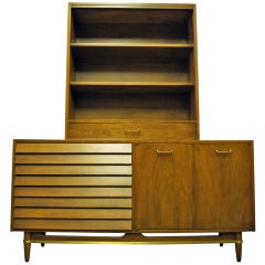Walnut Sideboard with Hutch by Merton Gershun for American of Martinsville