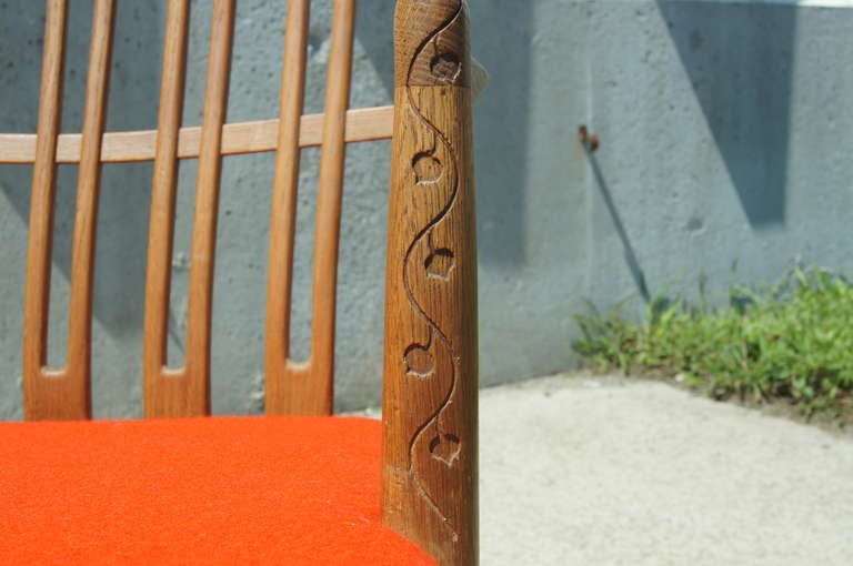 Tappezzeria Sedia a dondolo in Oak ML-33 con intagli di Hans Wegner per A. Mikael Laursen in vendita
