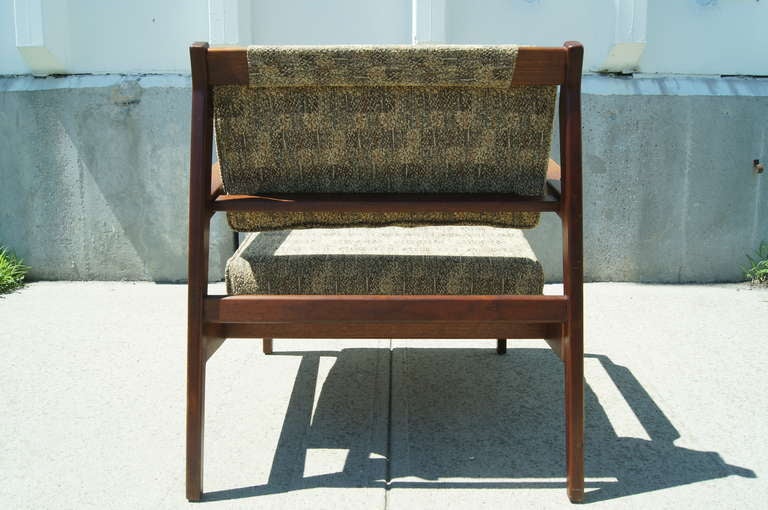 Mid-Century Modern Low Walnut Armchair by Jens Risom