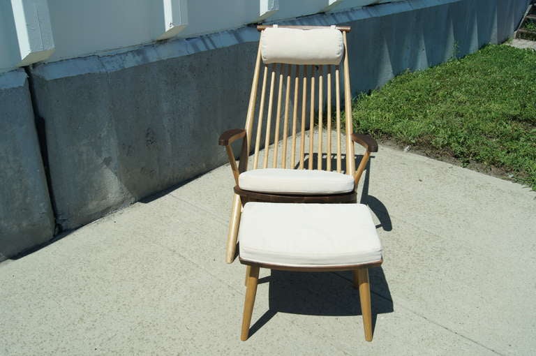 Oak and Walnut Lounge Chair and Ottoman by Tateishi Shoiji In Good Condition In Dorchester, MA