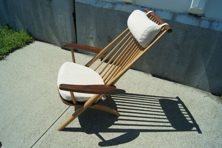 Scandinavian Modern Oak and Walnut Lounge Chair and Ottoman by Tateishi Shoiji