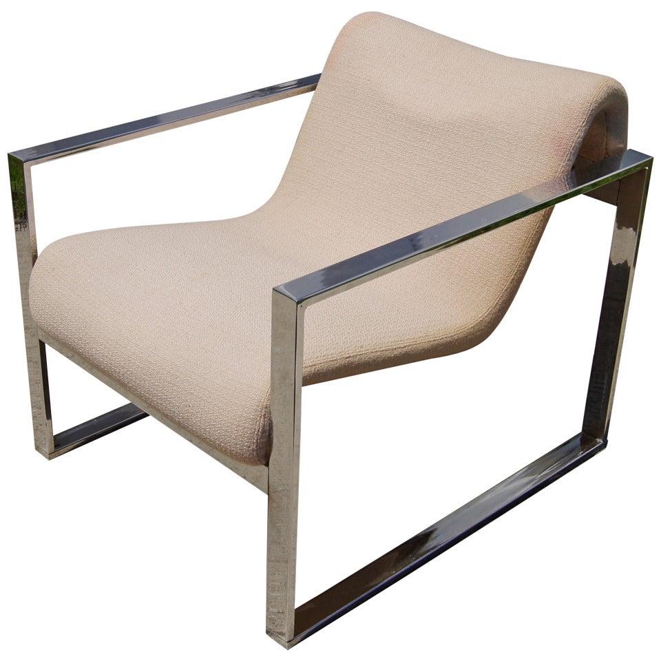 Chrome-Framed Lounge Chair after Milo Baughman for Pace