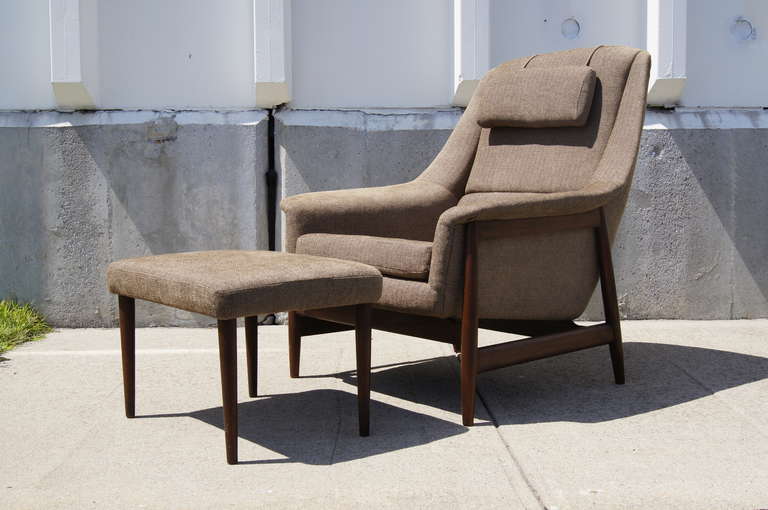 Mid-Century Modern Armchair and Ottoman Attributed to Dux