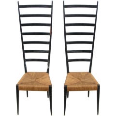 Pair of Extra High Ladder Back Chairs after Gio Ponti