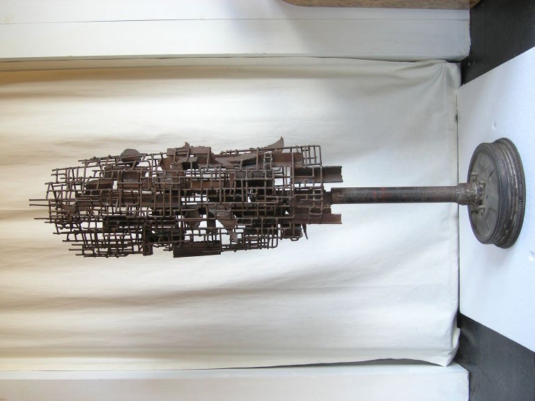 American Abstract Brutalist Iron Sculpture For Sale