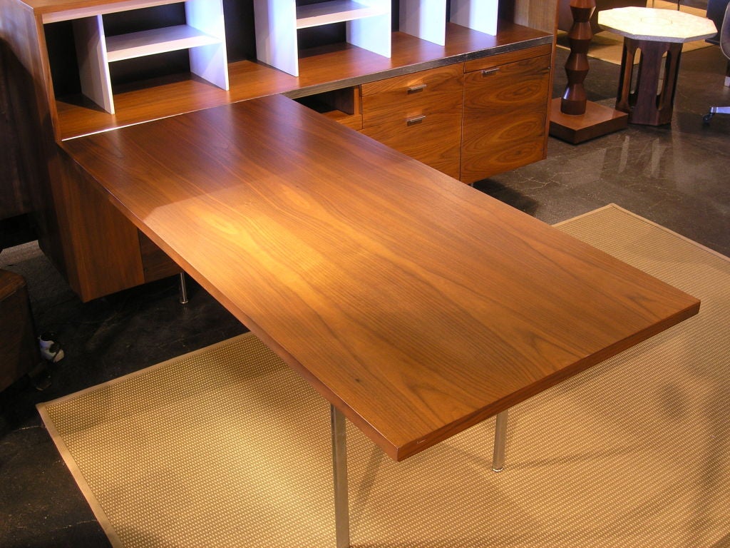 Walnut L Shaped Desk and Credenza by George Nelson for Herman Miller