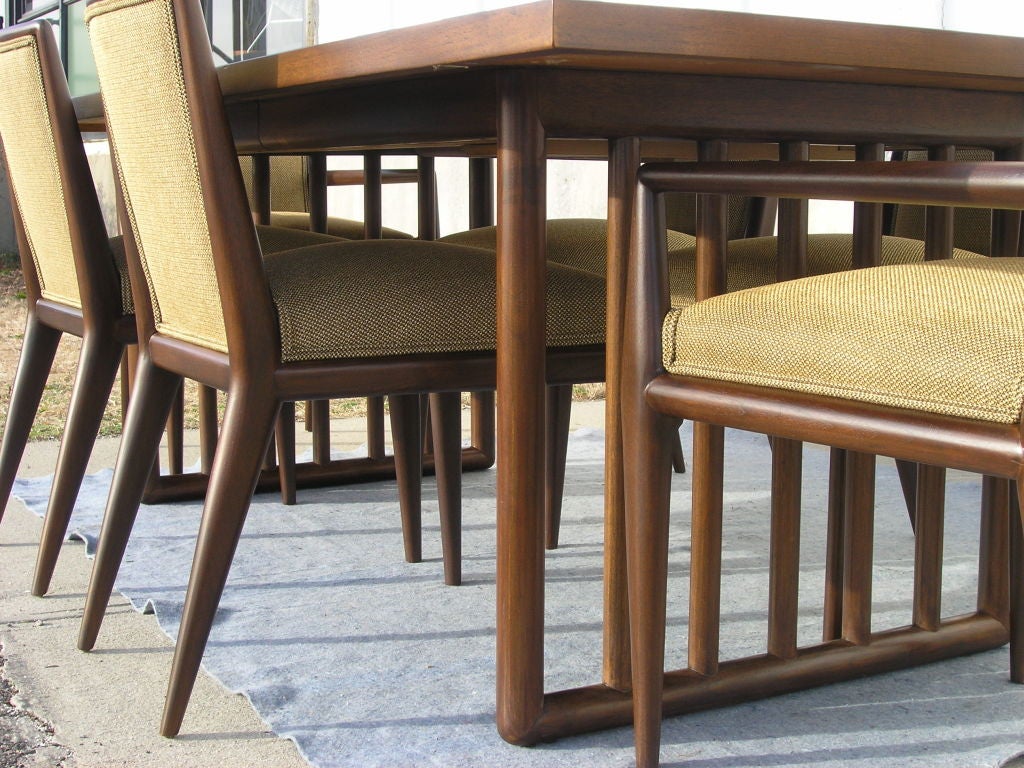 Mid-Century Modern Dining Table with Six Chairs by T. H. Robsjohn-Gibbings for Widdicomb