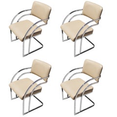 Set of Four Cantilevered Chrome Dining Chairs after Pace