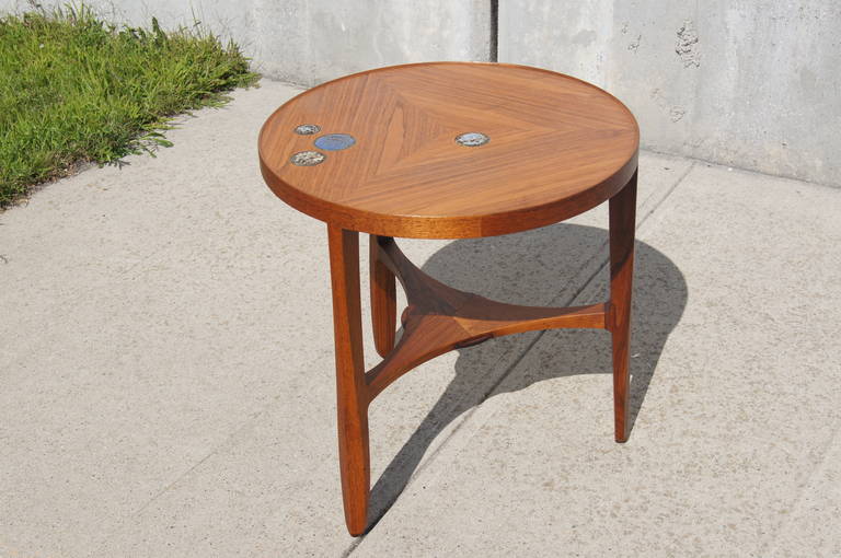Walnut Occasional Table with Natzler Tiles by Edward Wormley for Dunbar