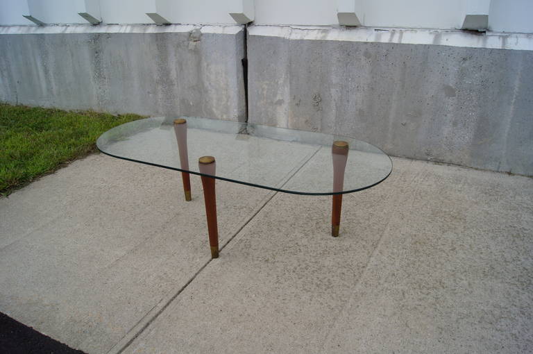 Mid-Century Modern Three-Legged Coffee Table Attributed to Gilbert Rohde