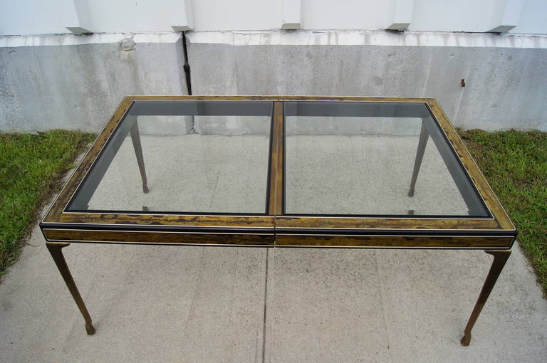 Acid-Etched Brass and Lacquer Dining Table by Bernhard Rohne for Mastercraft In Good Condition In Dorchester, MA