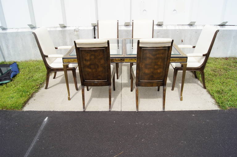 Late 20th Century Acid-Etched Brass and Lacquer Dining Table by Bernhard Rohne for Mastercraft