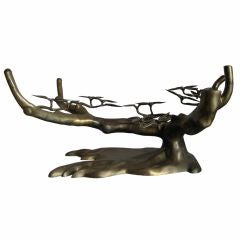 Bronze and Glass Tree Coffee Table after Jacques Duval-Brasseur