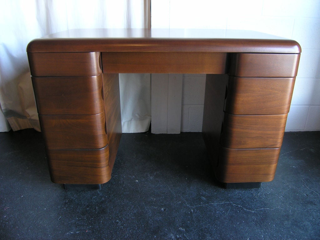 American Bent Plywood Writing Desk by Paul Goldman for Plymold Corp.