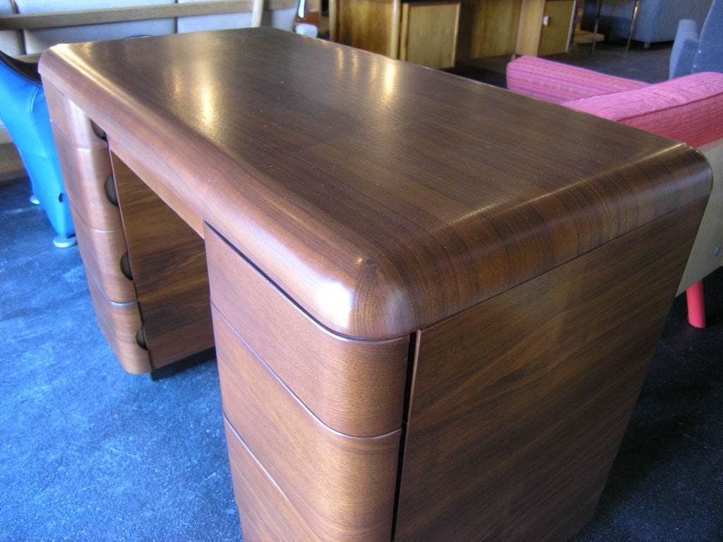 Bent Plywood Writing Desk by Paul Goldman for Plymold Corp. 1