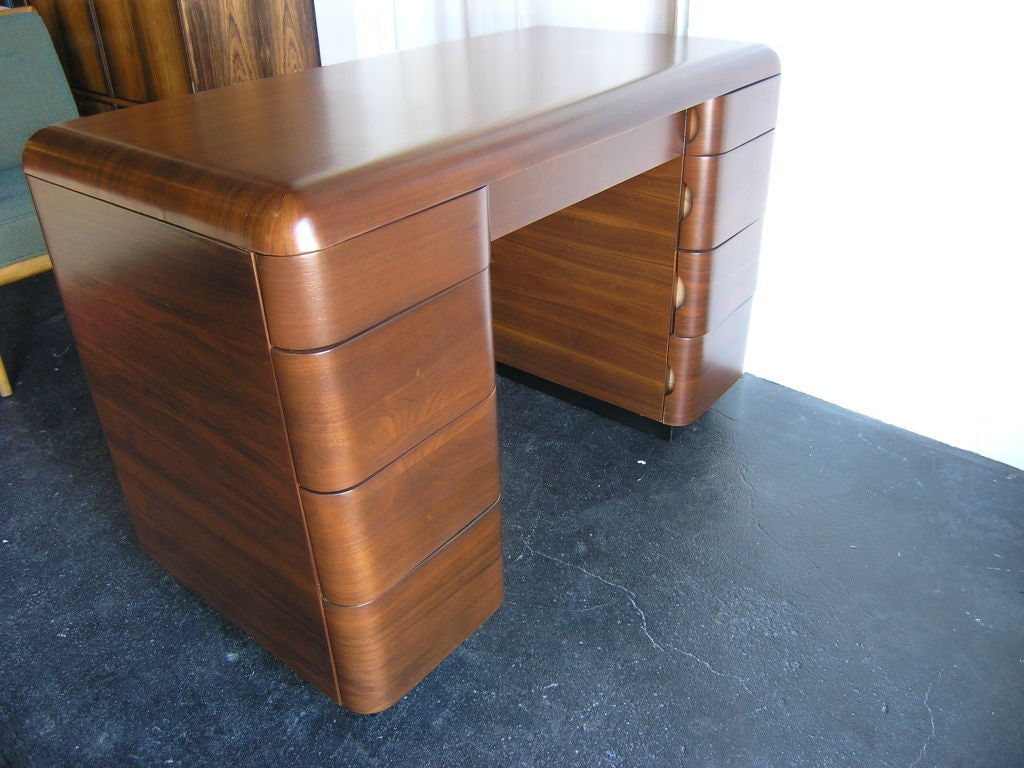 Bent Plywood Writing Desk by Paul Goldman for Plymold Corp. 2
