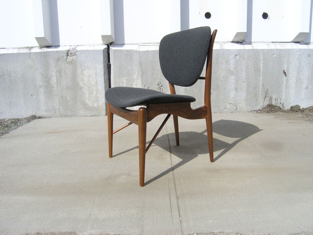 Walnut Side Chair, Model NV-51 by Finn Juhl for Baker In Excellent Condition In Dorchester, MA