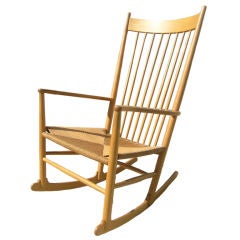 Vintage Oak and Paper Cord J16 Rocking Chair by Hans Wegner